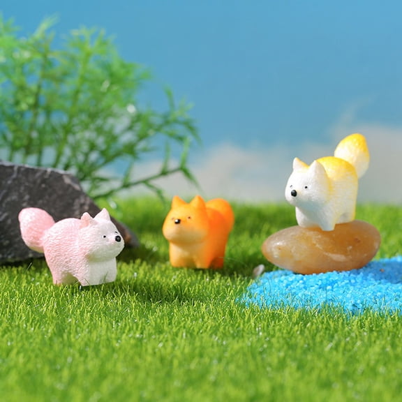 ELAYARD 9Pcs Fox Figurines Assorted Color Resin Wood Animal Decor for Home Accent