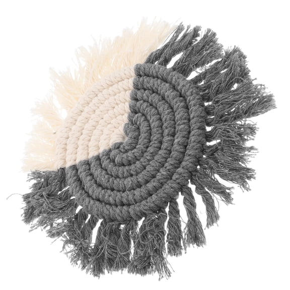 ELAYARD Dark Grey Boho Macrame Coasters with Tassels Nonslip Heat Resistant Cotton