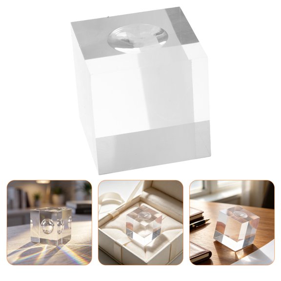 ELAYARD Acrylic Cube for Display 0.82'' Crystal Sphere, Clear Square Stand
