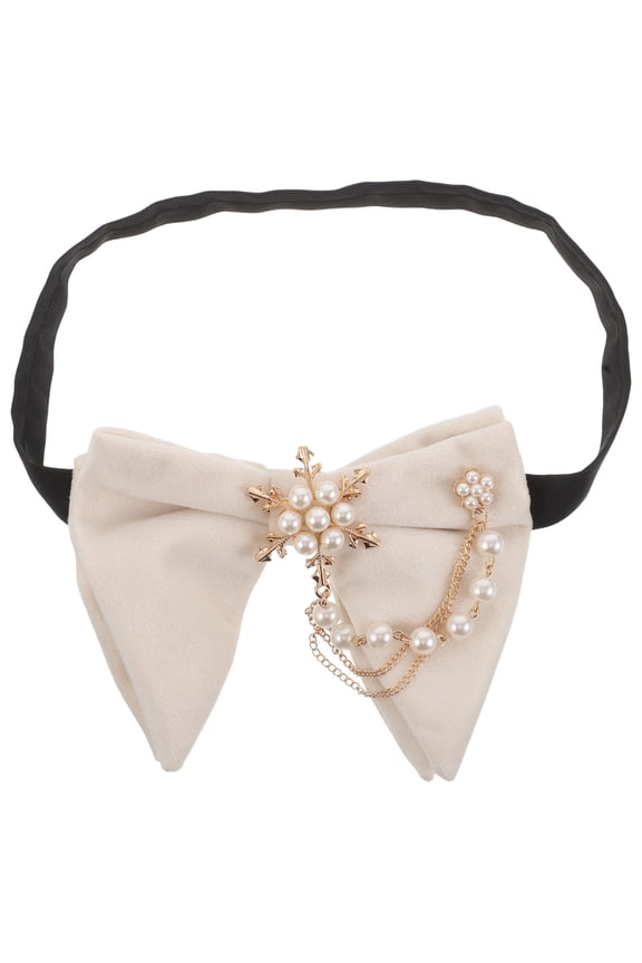 Large Beige Pretied Bow Tie for Men Stylish Neckwear for Business, Weddings, Parties and Formal Occasions