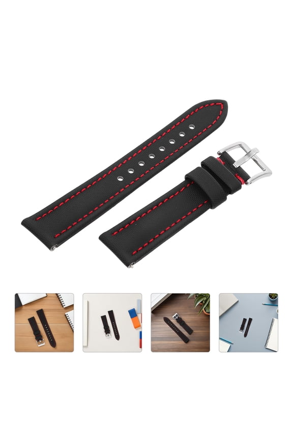 Adjustable Black Nylon Watch Strap with Quick Release for Universal Smartwatch Replacement