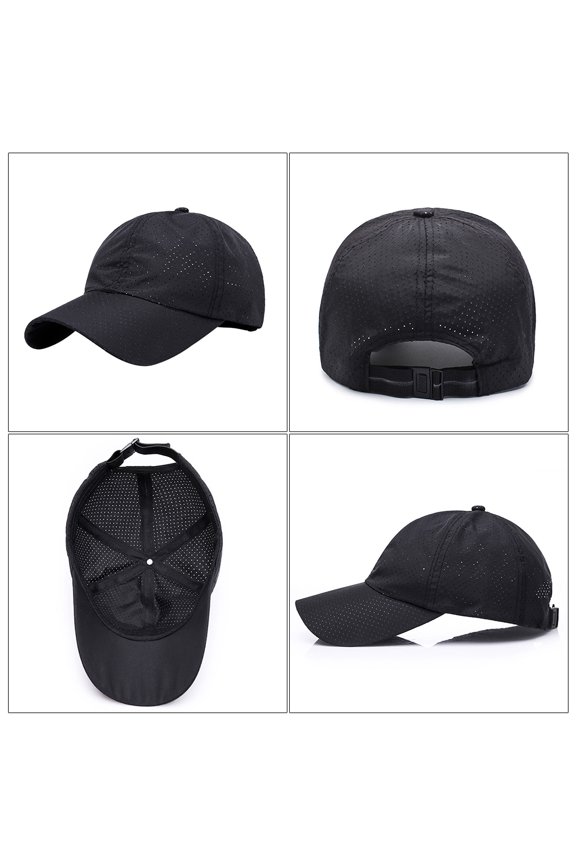 Black Satin Baseball Cap Sun Hat with Adjustable Strap for Travel
