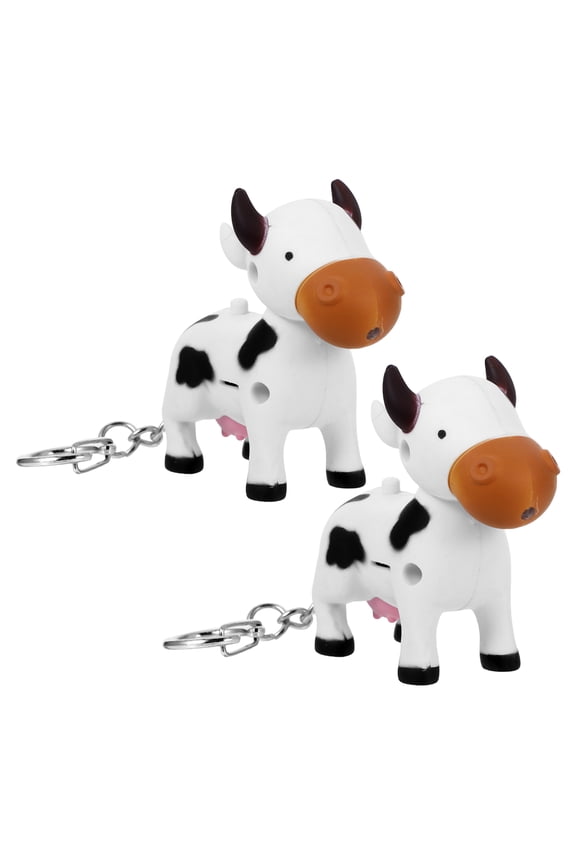 Adorable Cow Shaped LED Keychains with Glowing Sound Function Made of Metal Assorted Color