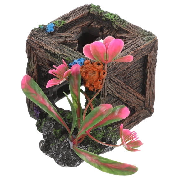 ELAYARD Fish Tank Cave Ornament Resin Landscaping Dark Brown Aquarium Landscaping 1Set