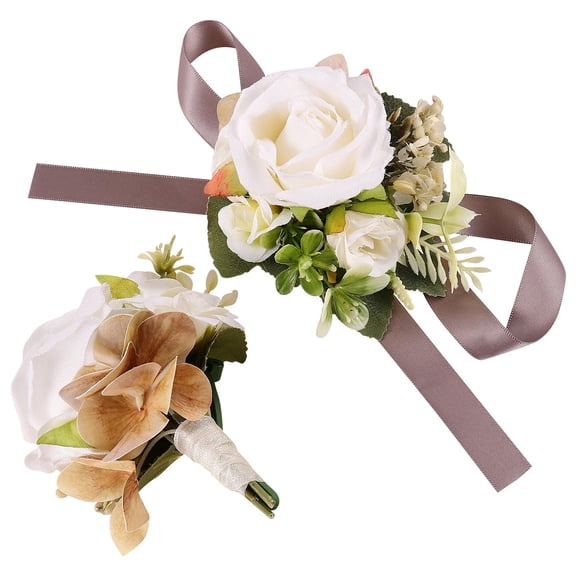 ELAYARD Silk Fabric Artificial Flower Boutonniere for Formal Events, Weddings, Proms - 1 Set