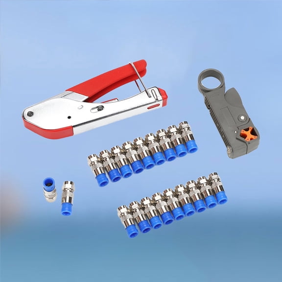 ELAYARD 3 in 1 Coax Cable Crimper Compression Tool Kit with Nickel Plated Connectors Assorted Color