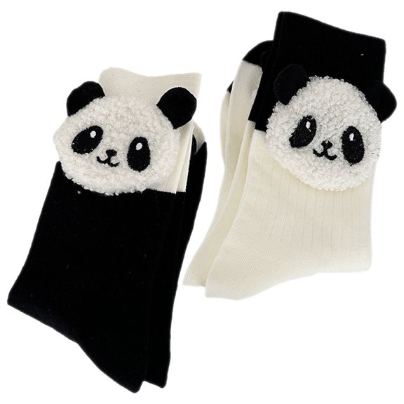 ELAYARD 2Pairs Short Womens Panda Socks Cute Patterned Cotton Material for Daily Use