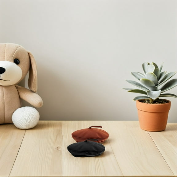 ELAYARD Set of 2 Mini Beret Hats for Dolls and Stuffed Animals, Soft Fabric Party Accessories in Assorted Colors