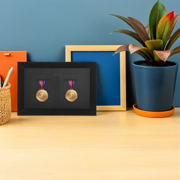 ELAYARD Award and Medal Display Frame Wooden Black with Simple Installation and Stylish Appearance