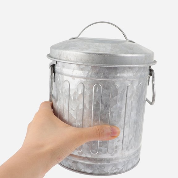 ELAYARD 2-Piece Back to School Desktop Trash Bin Set, Iron Bucket Style Office Waste Can for Daily Use