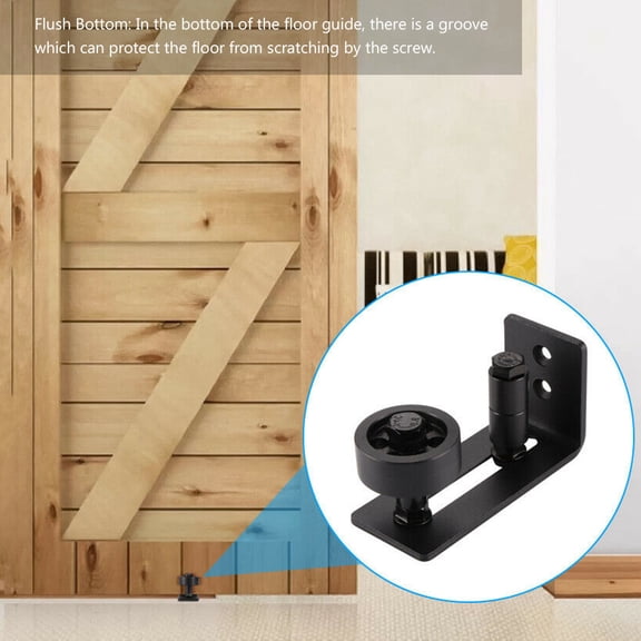 ELAYARD Barn Door Floor Guide Black Steel Adjustable Bottom Roller with 8 Assemble Options