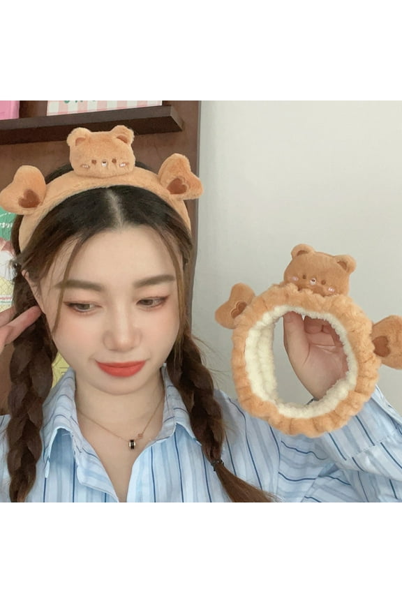 Plush Bear Makeup Headband for Daily Use Soft and Comfortable