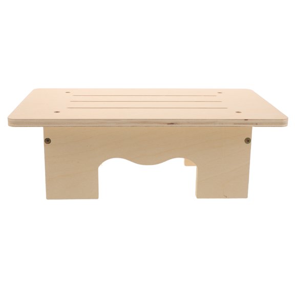 ELAYARD Beige Low Wooden Step Stool for Bathroom Use with Safe Non Slip Surface