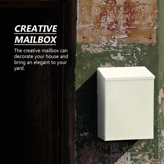 ELAYARD Beige Wall Mounted Mailbox European Style Letter Post Box Waterproof Durable Iron Design