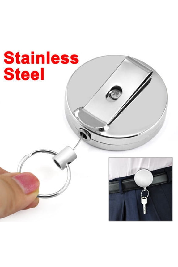 Heavy Duty Retractable Keychain Ergonomic Design Metal for Daily Use 1Set