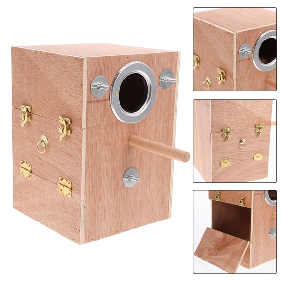 ELAYARD Parakeet Nesting Box Wooden Bird House with Safe Hideaway and Easy Hanging Design