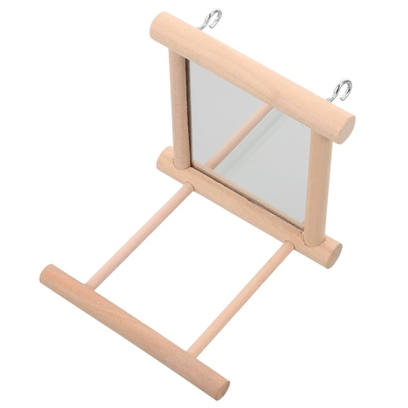 ELAYARD Bird Perch Parrot Stand Mirror Brown 1Pcs