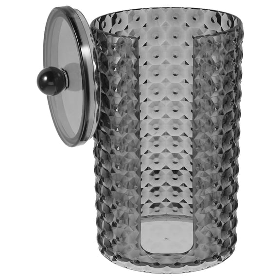 ELAYARD Transparent Black Acrylic Makeup Pad Holder with Elegant Pattern, Cosmetic Storage Organizer