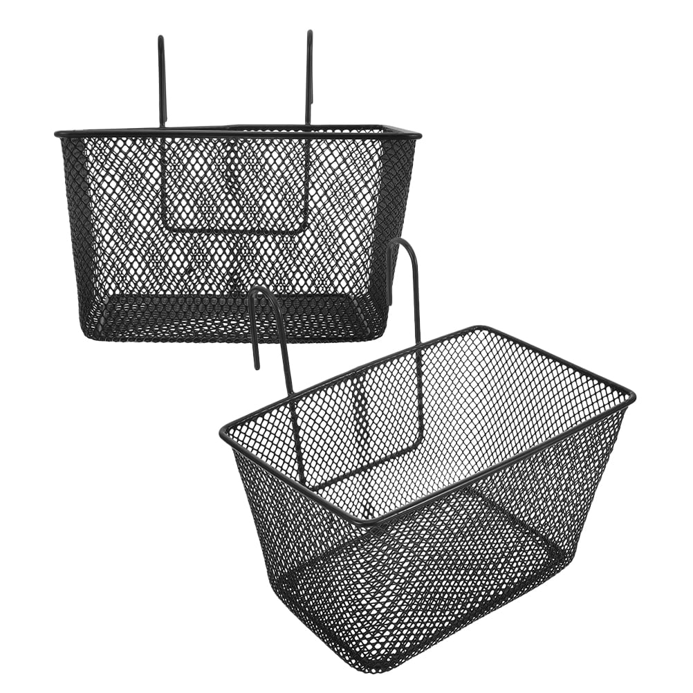 ELAYARD 2-Pack Black Bike Basket Rectangular Storage Carrier for Cycling and Outdoor Use
