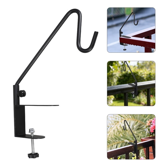 ELAYARD Heavy Duty Black Metal Bird Feeder Hook for Outdoor Decks with Stainless Steel Construction