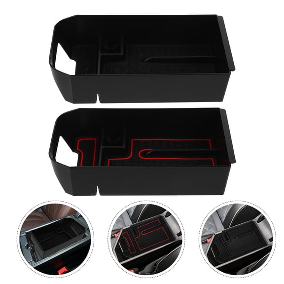 ELAYARD 2Pcs Car Organizer Center Console Tray Black PP Material Multifunctional Storage Box