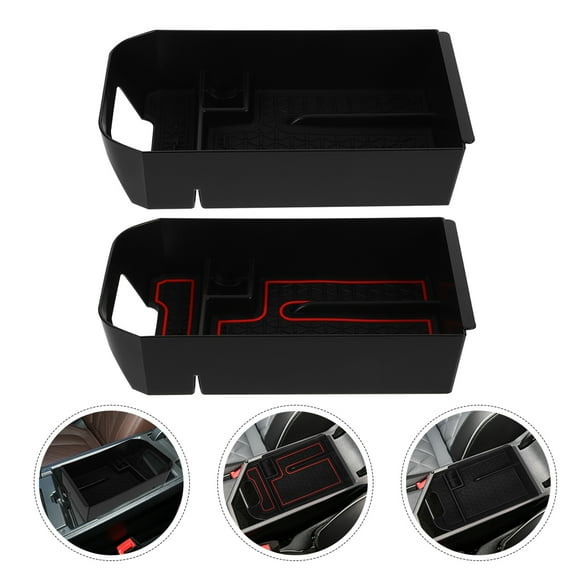 ELAYARD 2-Pack Black Center Console Organizer Tray for Car Armrest with Multiple Storage Compartments