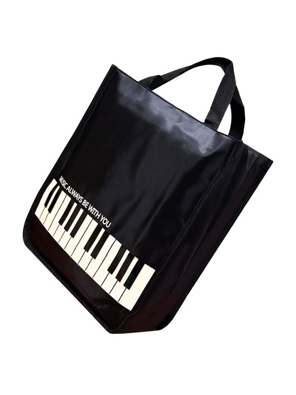 Black Music Sheet Storage Bag Large Capacity Tote for Sheet Music Books