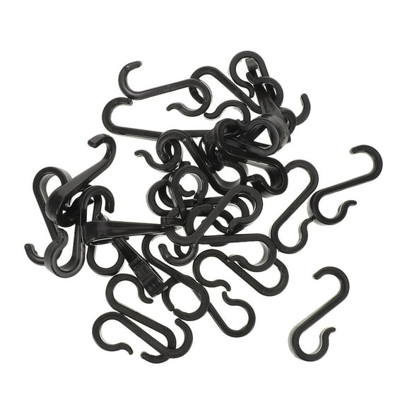 ELAYARD 100Pcs Strong Plastic S Shape Hooks for Wire Shelf Curtain Track and Utility Hanging Black