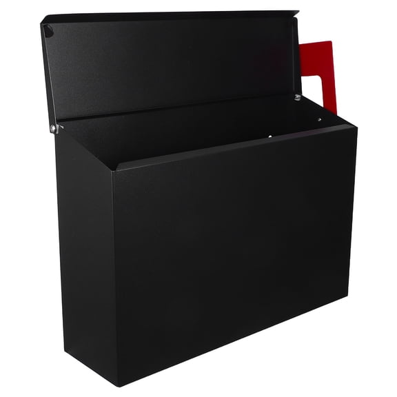 ELAYARD Black Stainless Steel Outdoor Wall Mounted Mailbox with Large Capacity Metal Letter Box for Home