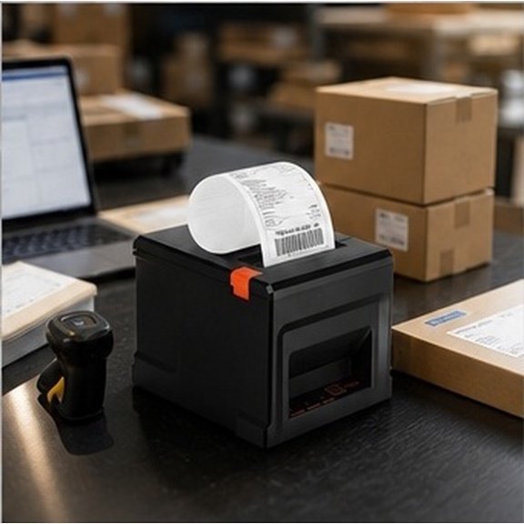 ELAYARD Black Thermal Label Printer for Office Use, Fast Output for Shipping Labels, Receipts, and Invoices