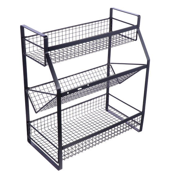 ELAYARD Black Stainless Steel Double Layer Kitchen Bottle Storage Rack for Seasoning Condiment Organizer