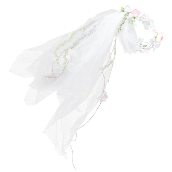 ELAYARD White Floral Bridal Headdress with Tulle Veil Wedding Accessory for Elegant Bride