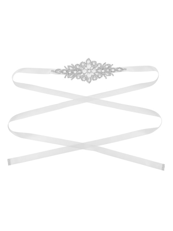 Bridal Rhinestone Chain Belt Decorative Sash for Wedding and Formal Dresses