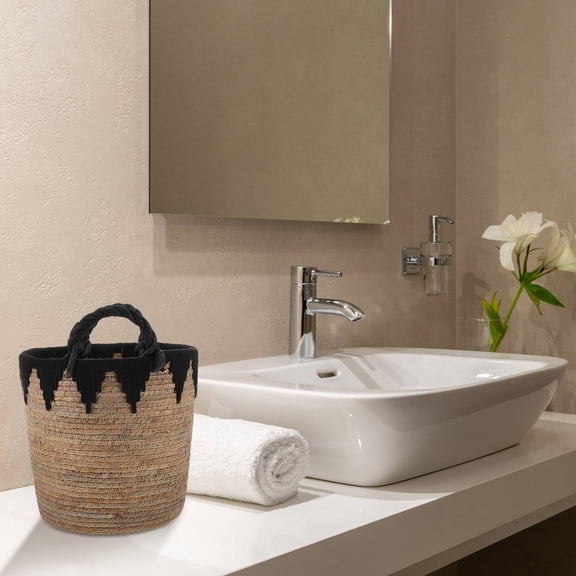 ELAYARD Large Brown Handmade Woven Straw Laundry Basket for Home Storage Organizer, Versatile and Spacious 28.5 x 17.5 x 12 inches