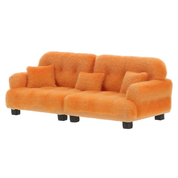 ELAYARD Brown Miniature Sofa for Dollhouse Soft Plastic Flocking Decorative Furniture Perfect for Living Room 1/30 Scale