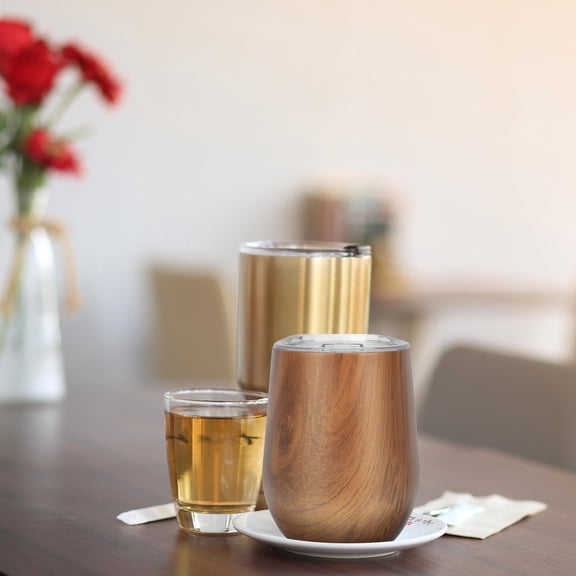 ELAYARD Brown Stainless Steel Outdoor Wine Cup Multi Function Portable Drinking Glass for Camping Picnic