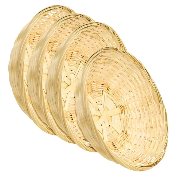 ELAYARD 4pcs Snack Organizer Bamboo Food Storage Basket Rustic Design Brown