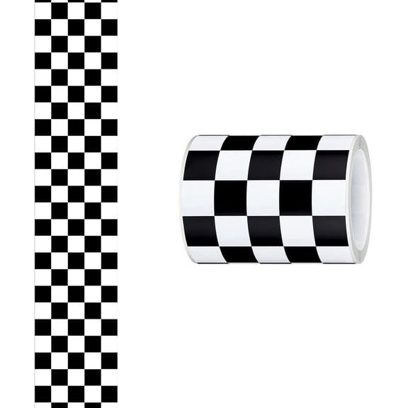 ELAYARD Bulletin Board Border Sticker Peel and Stick Checkered Trim for Classroom and Office