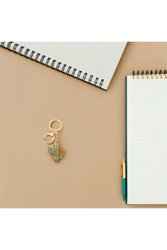 Cactus Charms Cute Key Chains Trendy Zinc Alloy And Rhinestone 1Set