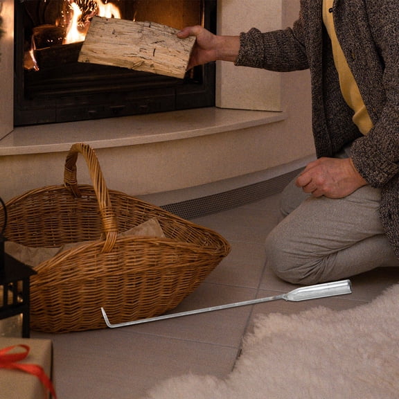 ELAYARD Fireplace Poker Tool Steel Silver Hook Shape For Indoor And Outdoor Use 1Set