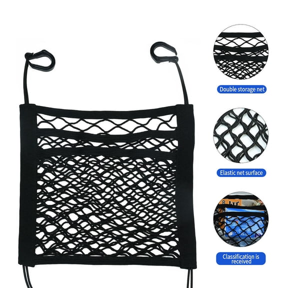 ELAYARD Car Seat Mesh Storage Pocket Netting Bag for Car Travel Black 1Pcs
