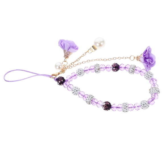 ELAYARD Beaded Phone Lanyard with Flower Charm and Crystal Pendant, Multifunctional Mobile Phone Strap Accessory