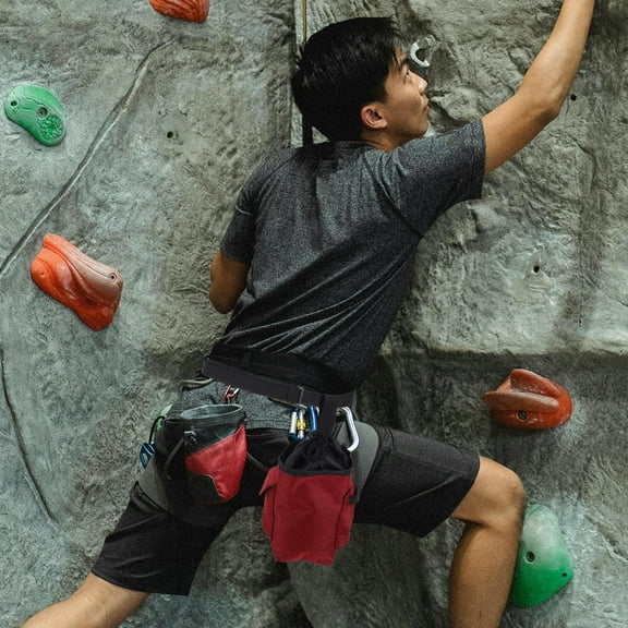 ELAYARD Large Red Chalk Bag for Rock Climbing and Bouldering with Multiple Storage Pockets and Design