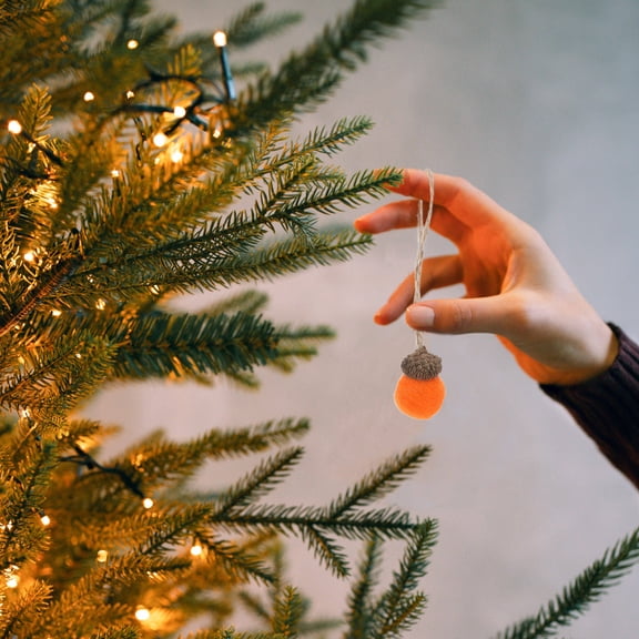 ELAYARD Set of 10 Wool Felt Acorn Decorations, Realistic Lightweight Hanging Ornaments for Home, Seasonal and Holiday Decor