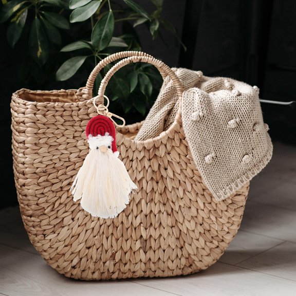ELAYARD Festive Christmas Keychain with Santa Tassel for Bags Backpacks and Key Holders in Red