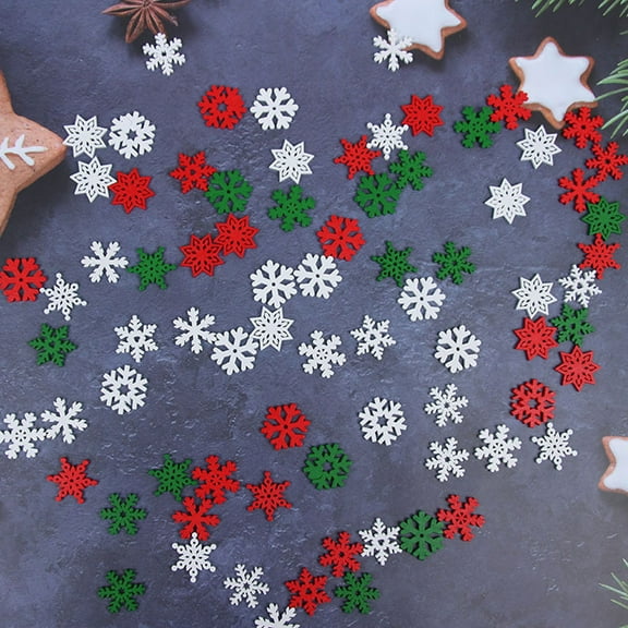 ELAYARD 50-Pack Christmas Snowflake Wood Slice Ornaments, 1-Inch Synthetic Holiday Decorations