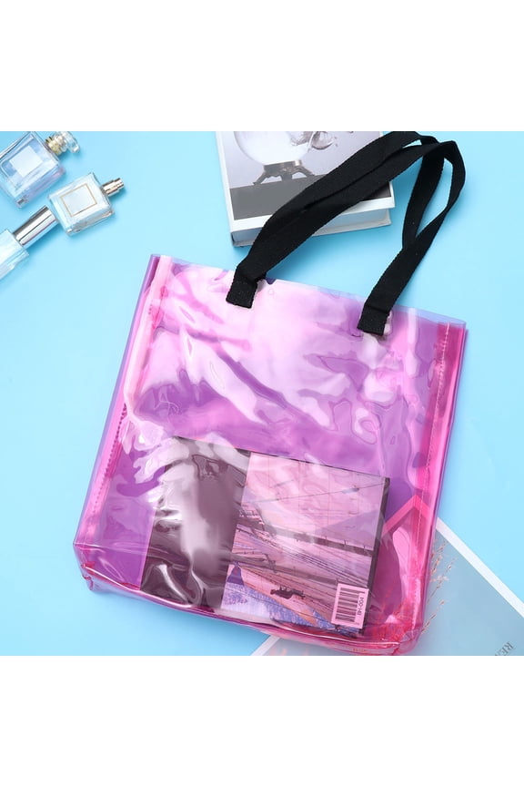 Clear PVC Tote Handbag Medium Size for Cosmetics Phone Keys Everyday Use