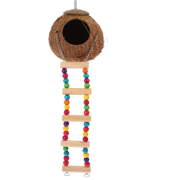 ELAYARD Coconut Shell Hanging Reptile House with Ladder Comfortable Resting Nest