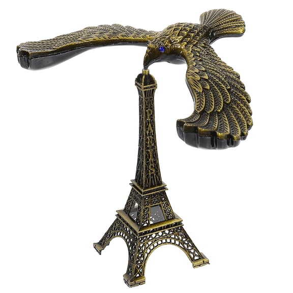 ELAYARD Coffee Alloy Balance Bird Figurine with Eiffel Tower Design Sturdy Tabletop Decor