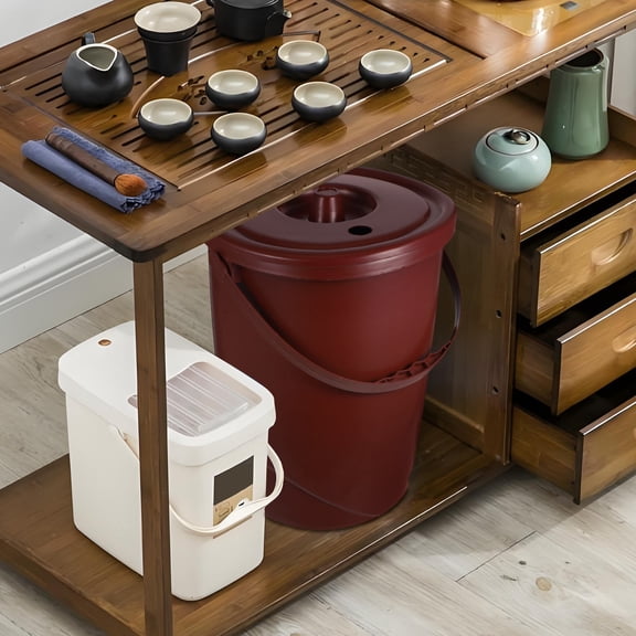 ELAYARD Coffee Plastic Trash Can with Handle and Convenient Swing Lid for Office and Kitchen